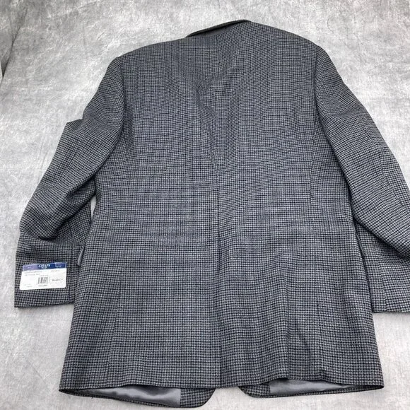 Chaps Blazer Men‎ 42L Black Gray Houndstooth Lambswool Classic Career Jacket NWT